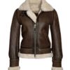 Aviator Womens Distressed Brown Jacket