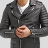 Men's Slim Fit Leather Biker Jacket