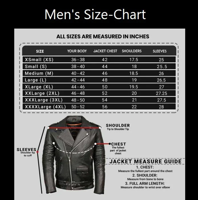 Slim Jackets Size Chart