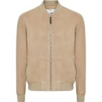 Men Brown Suede Leather Bomber Jacket